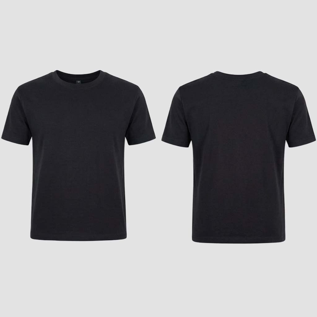 Schwarzes personalisiertes T-Shirt von MisterMerch mit individuellem Design und kreativem Aufdruck.